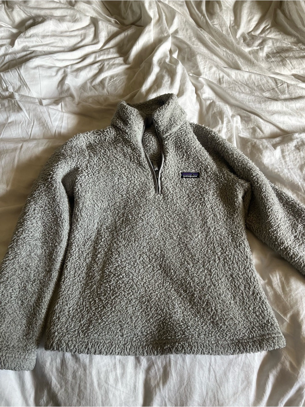 Patagonia Light Gray Sherpa Fleece Pullover